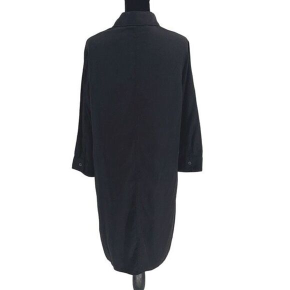 Carly Jean LA Womens 1/2 Button Front Tencel Collared Dress Black Medium NWT - Picture 4 of 9